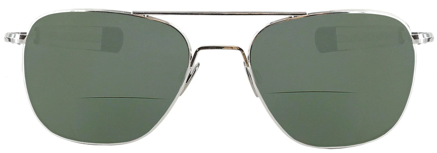 Aviator White Gold Bifocal Reading Sunglasses - Image 6