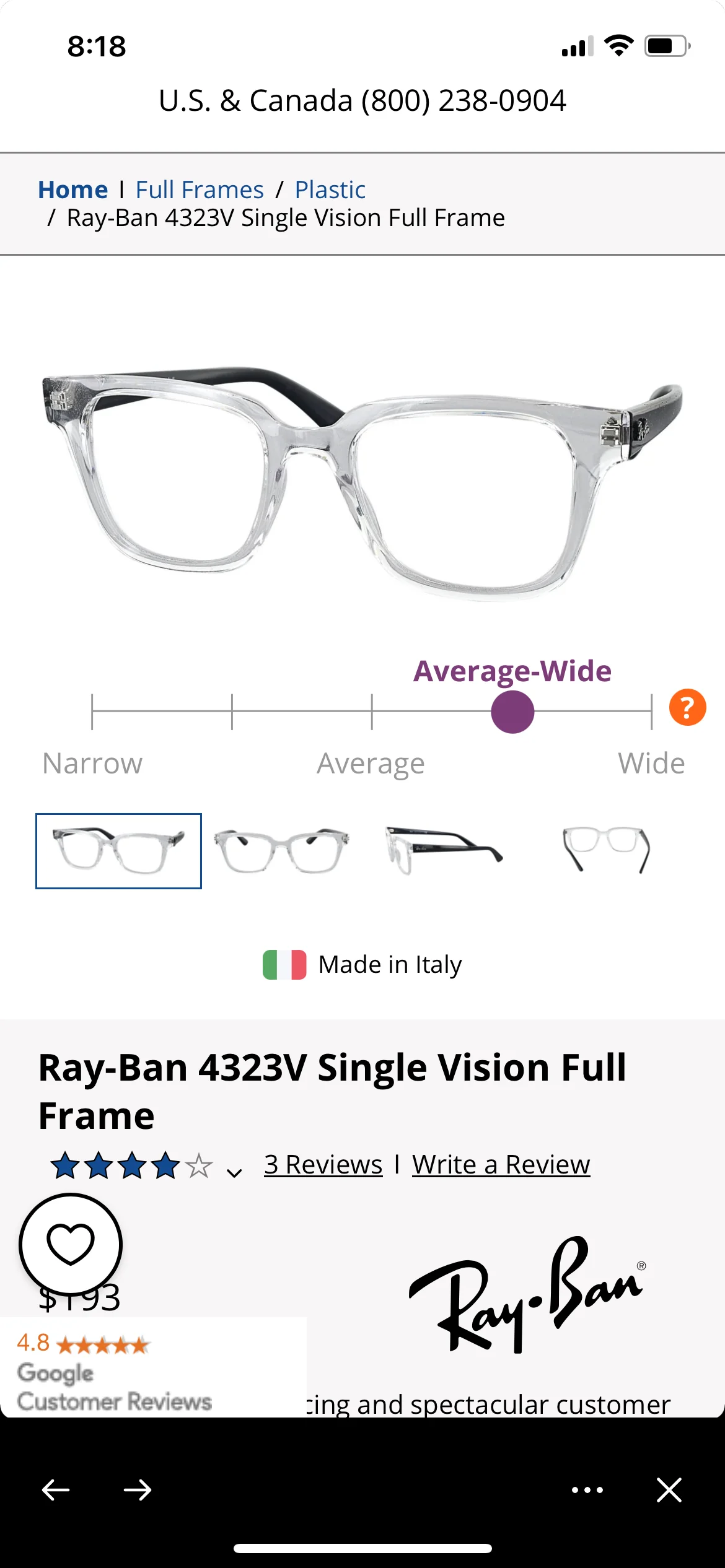 Ray-Ban 4323V Single Vision Full Frame - Image 65